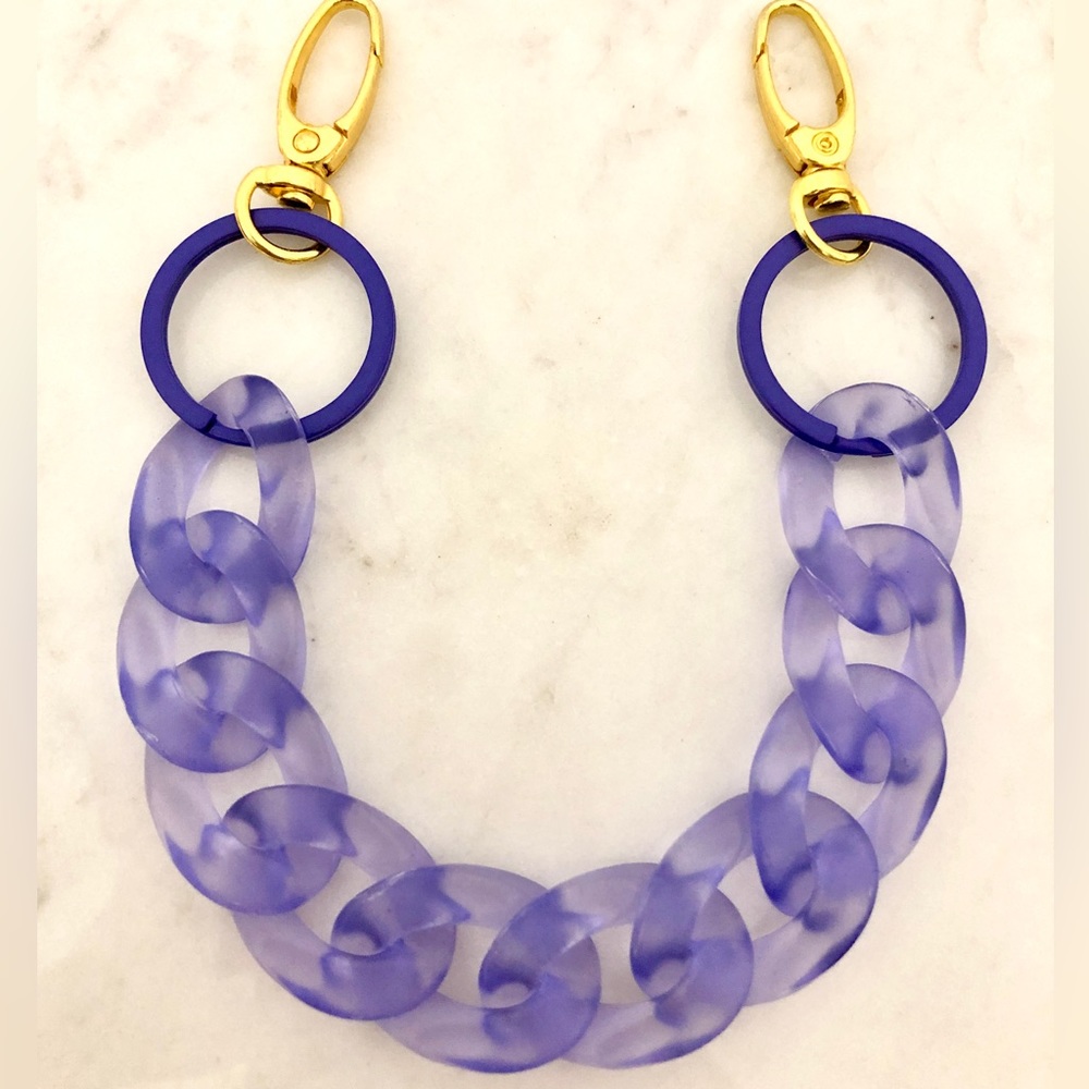 Acrylic Translucent Purple Chain Link Bag Strap or Charm/Keychain